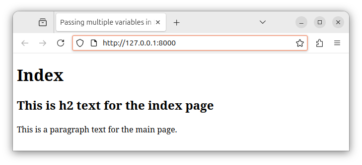 The view of an index route that uses three template variables in Laravel